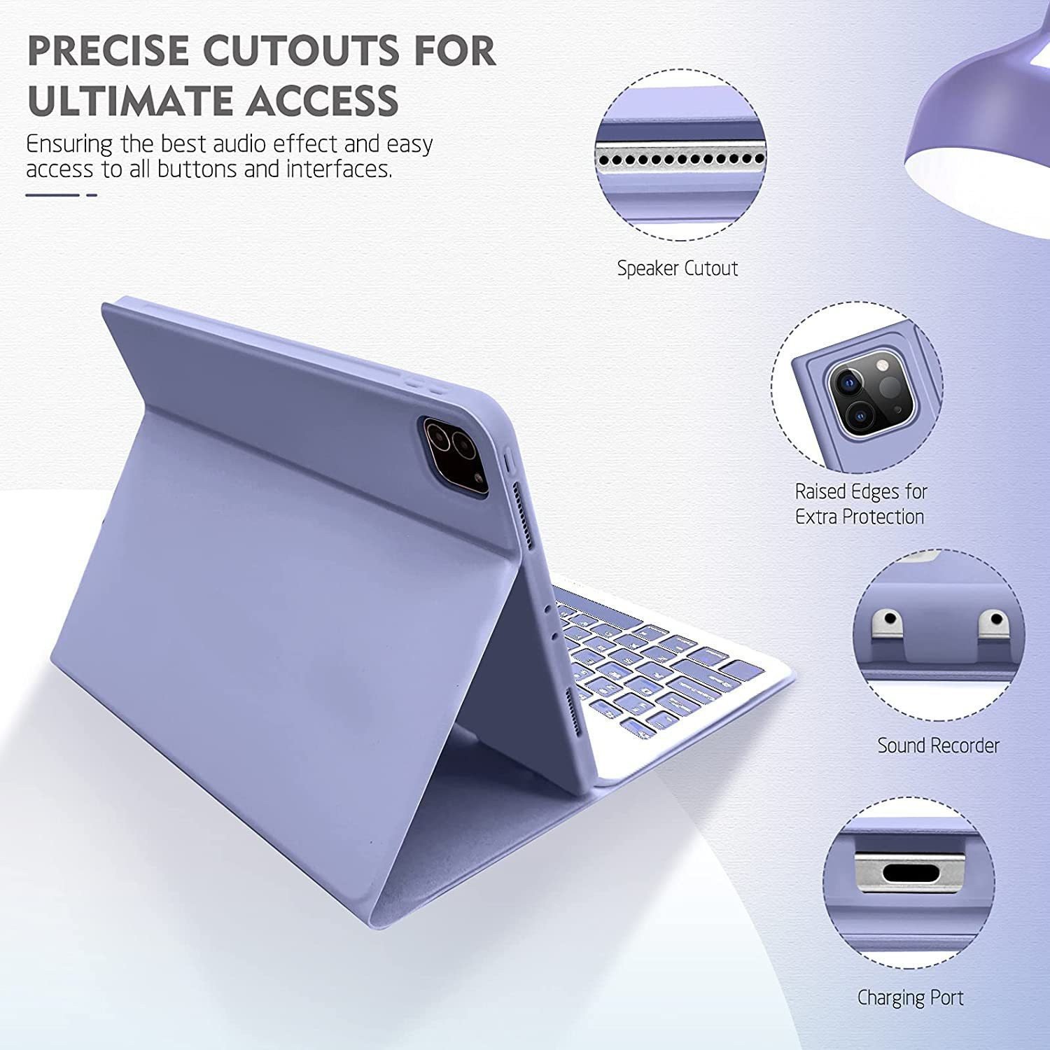 For ipad 9.7 10.2 10.5 10.9 inch Blue tooth wireless Keyboard Case Cover