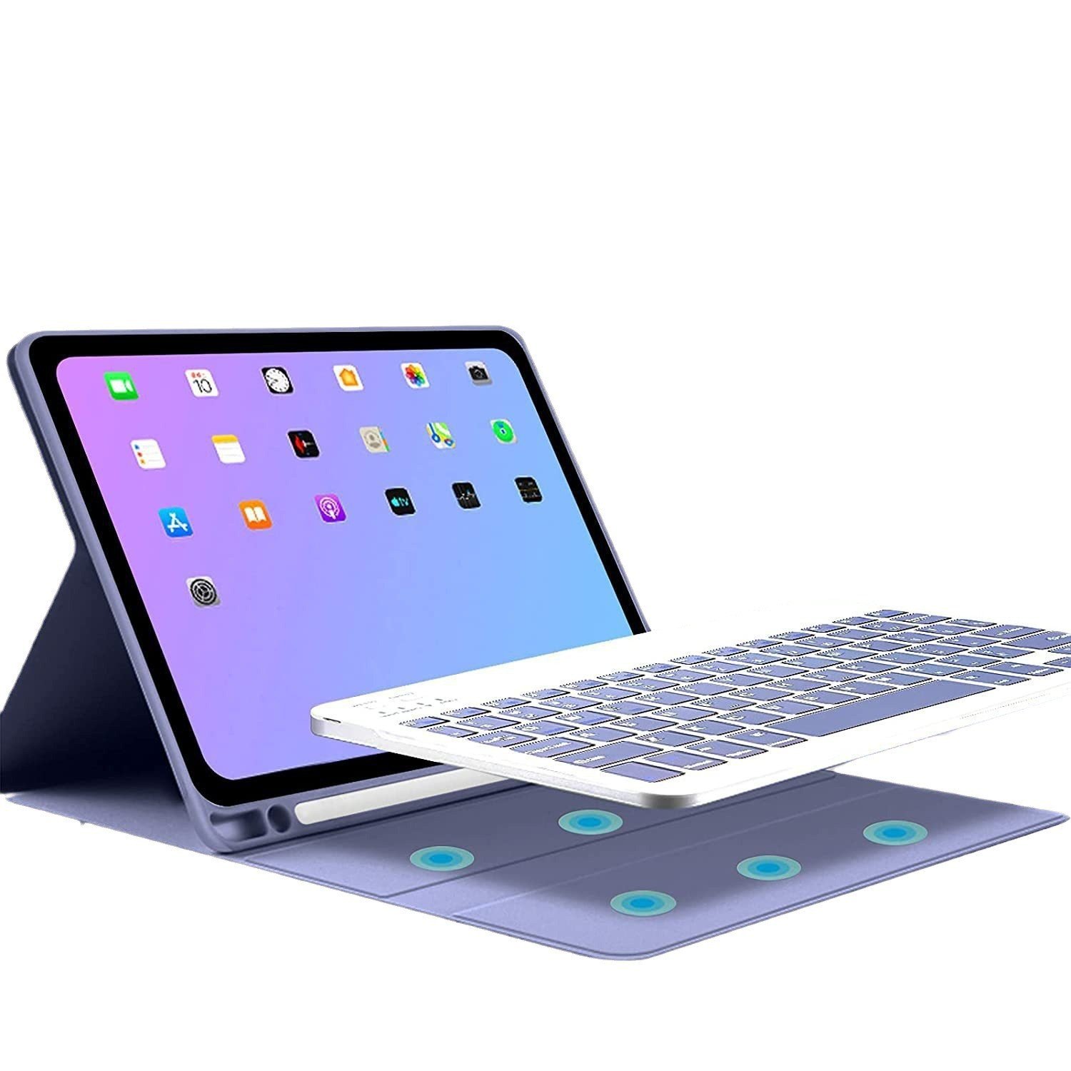 For ipad 9.7 10.2 10.5 10.9 inch Blue tooth wireless Keyboard Case Cover
