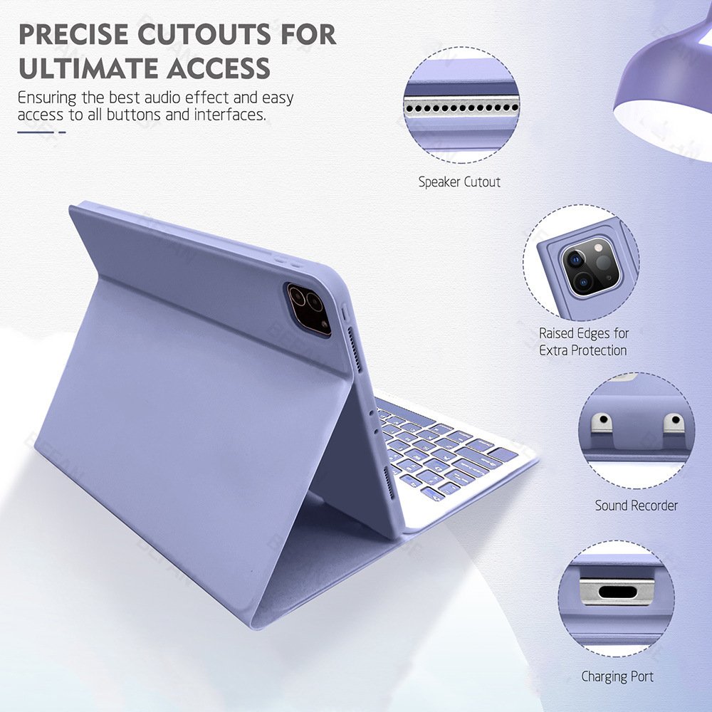 2022 Factory Smart Soft Silicone Tablet Case with Keyboard for iPad Pro 11 Inch featuring Pencil Holder
