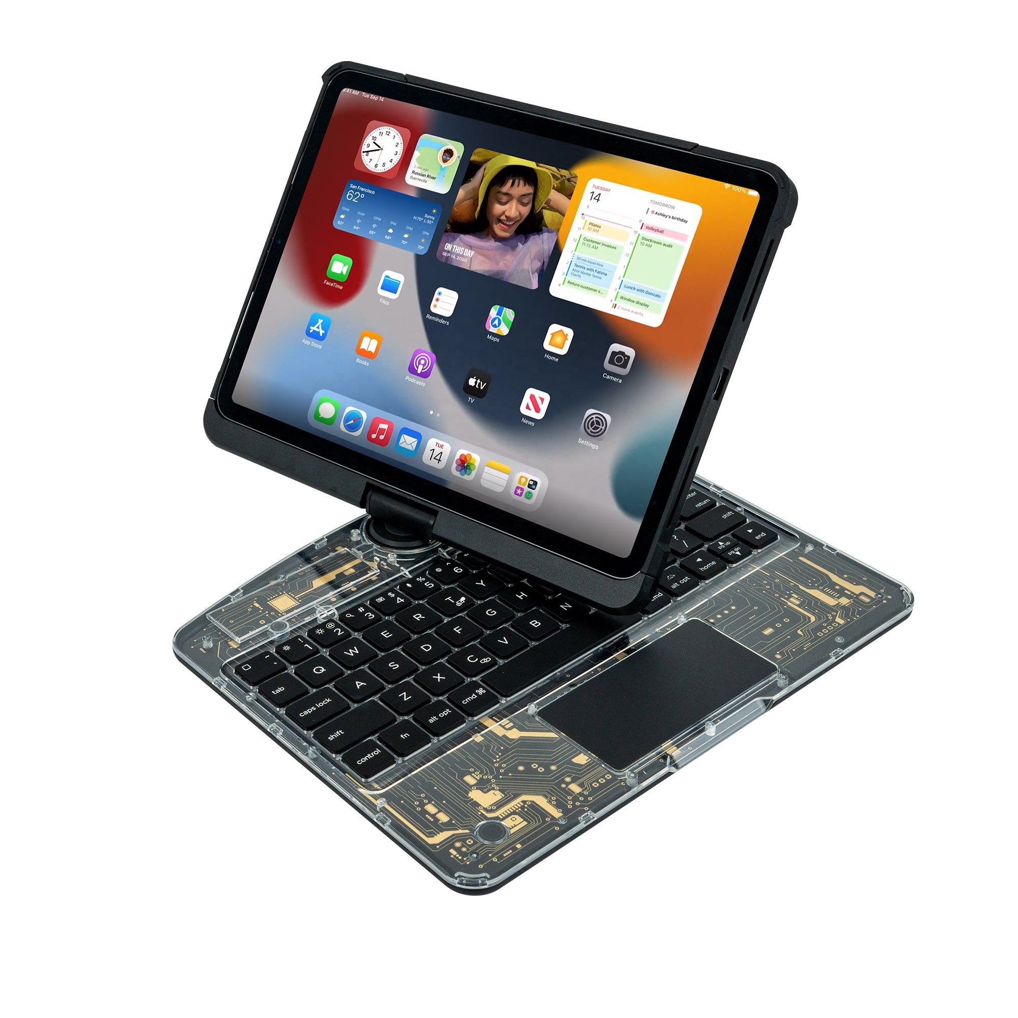 Wholesale Price OEM/ODM Transparent 180 & 360 Degree Rotation Magic Keyboard with 7RGB Backlit for 10.9'', 11'' and 12.9'' iPad