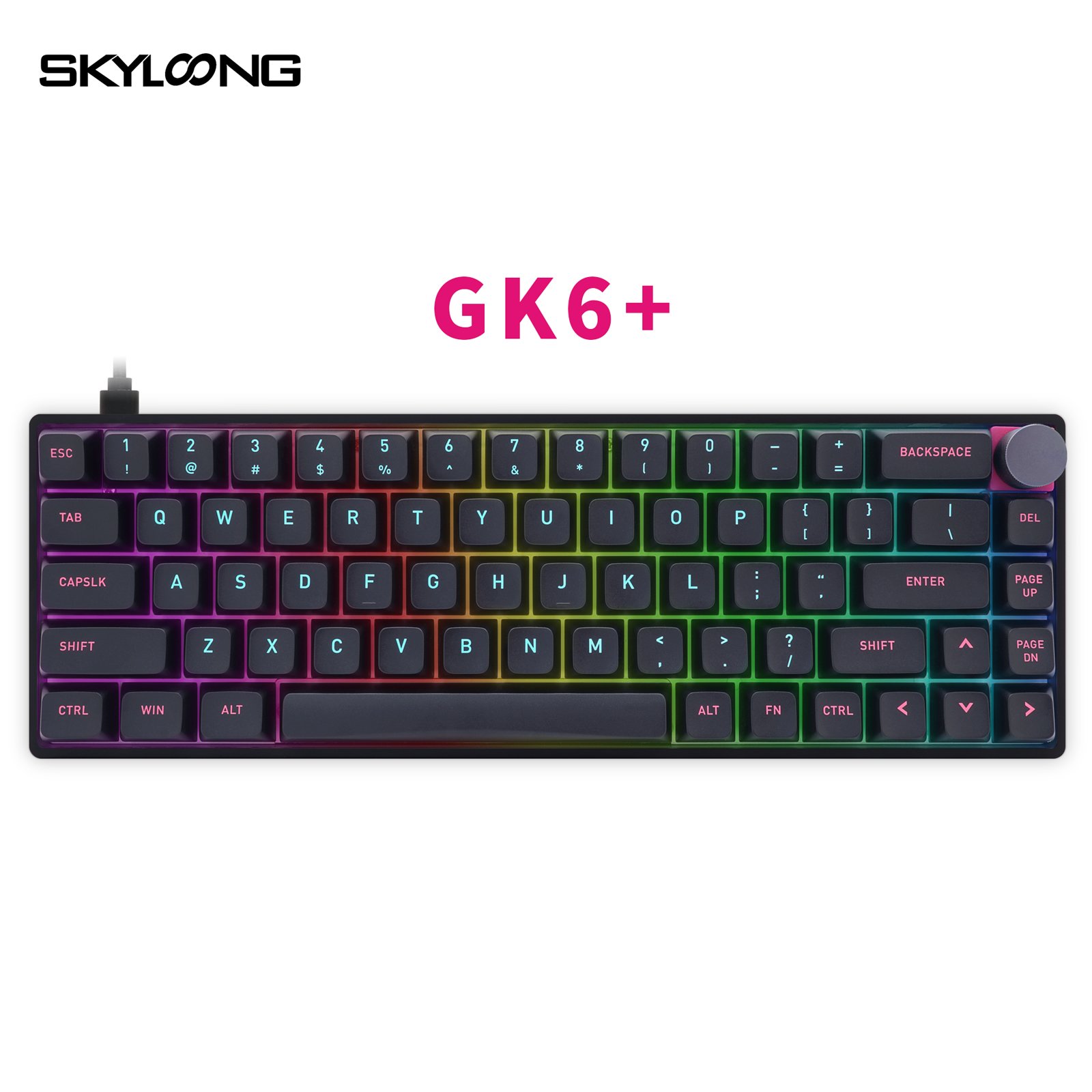 SKYLOONG new 68keys GK6+ hotswappable gaming mechanical keyboard with knob for mac/win
