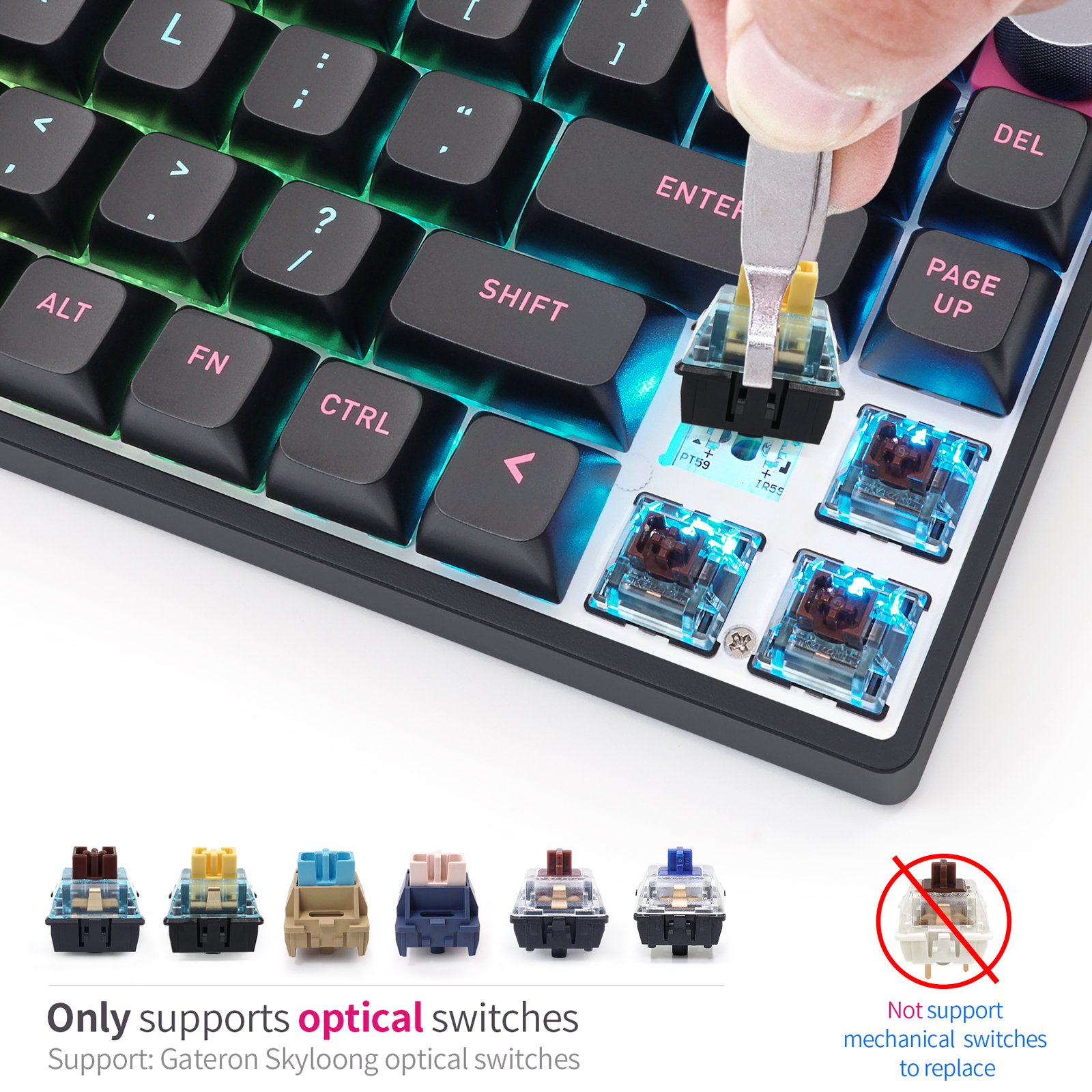 SKYLOONG new 68keys GK6+ hotswappable gaming mechanical keyboard with knob for mac/win