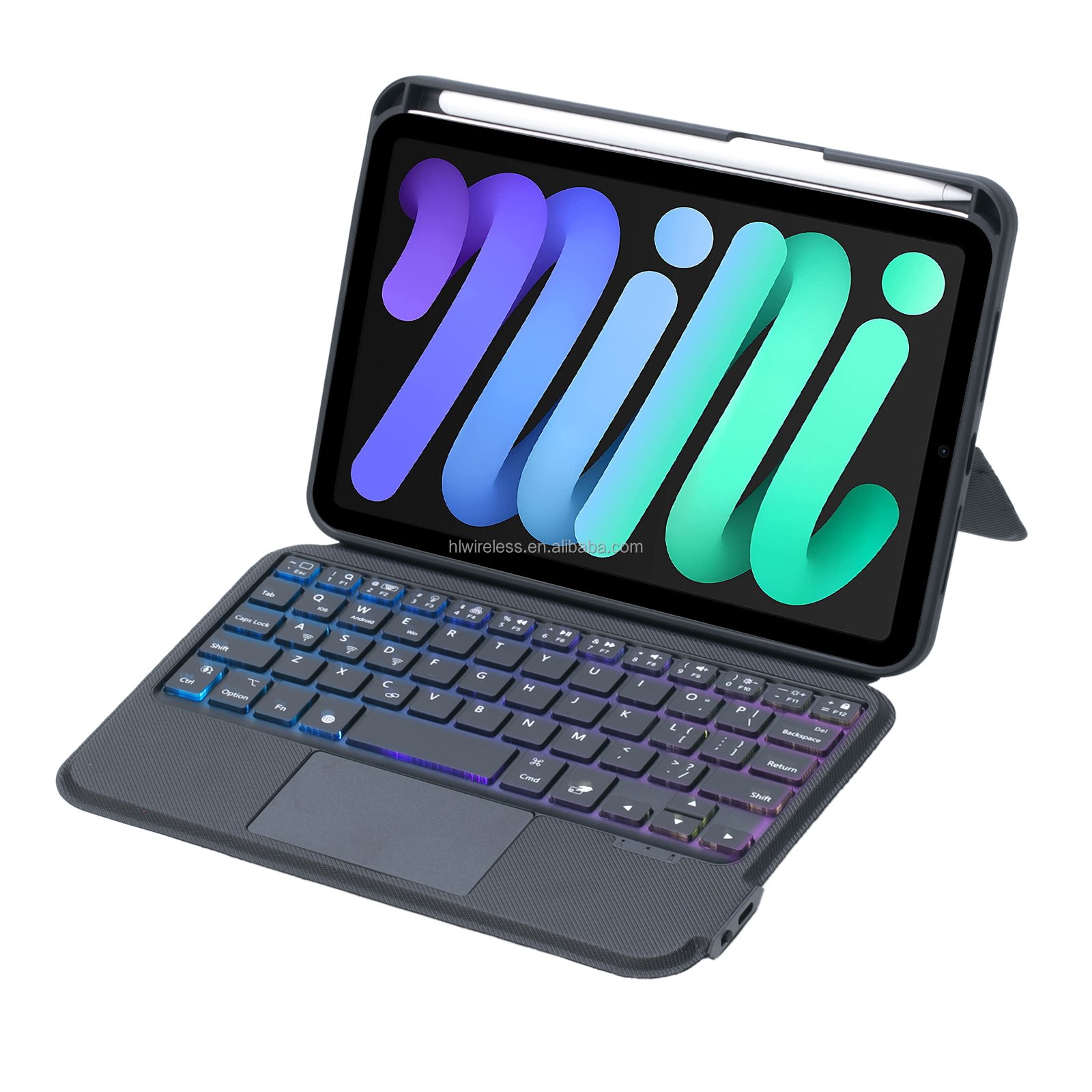 Drop Shipping For iPad Case Keyboard Mini 6 2021 Mini Split Keyboard RGB Wireless PU Leather Case Cover ABS