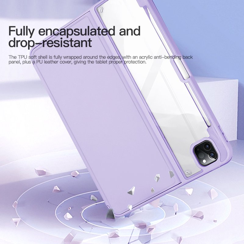 New transparent stand bifold case smart hibernate wake tablet case for ipad 10.2 inch tablet covers &case