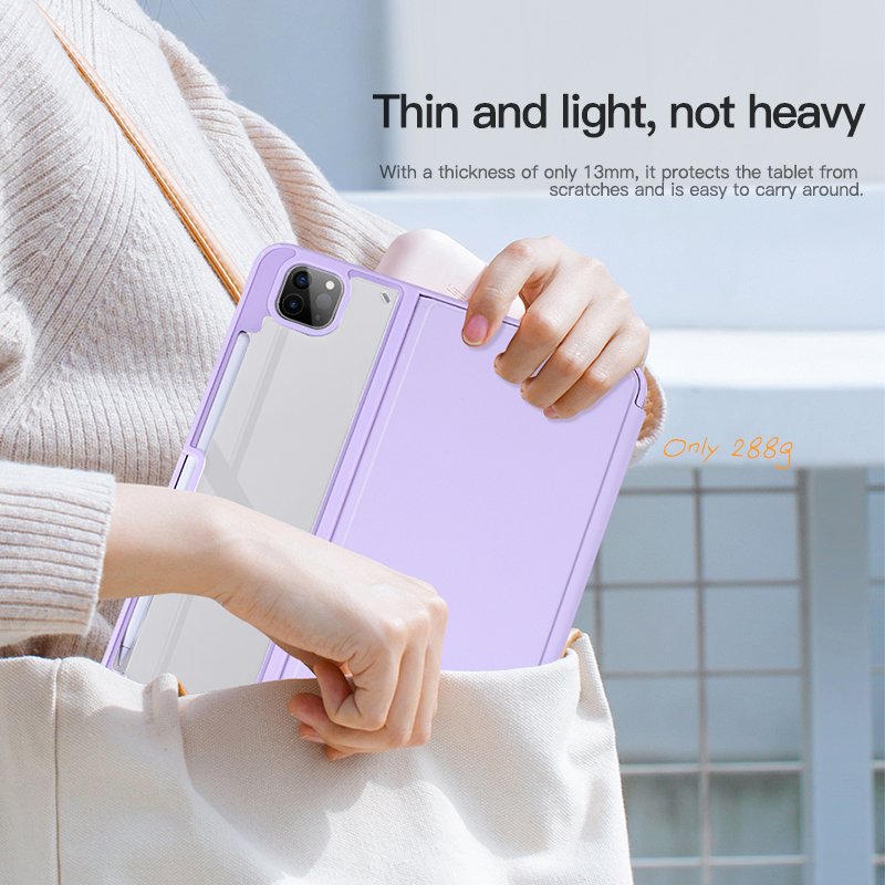 New transparent stand bifold case smart hibernate wake tablet case for ipad 10.2 inch tablet covers &case