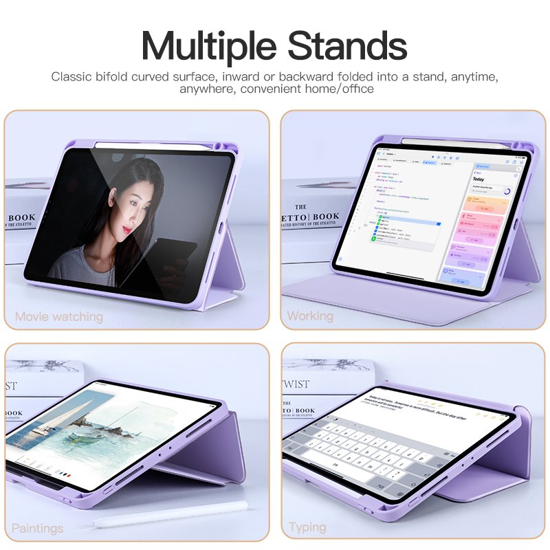 New transparent stand bifold case smart hibernate wake tablet case for ipad 10.2 inch tablet covers &case