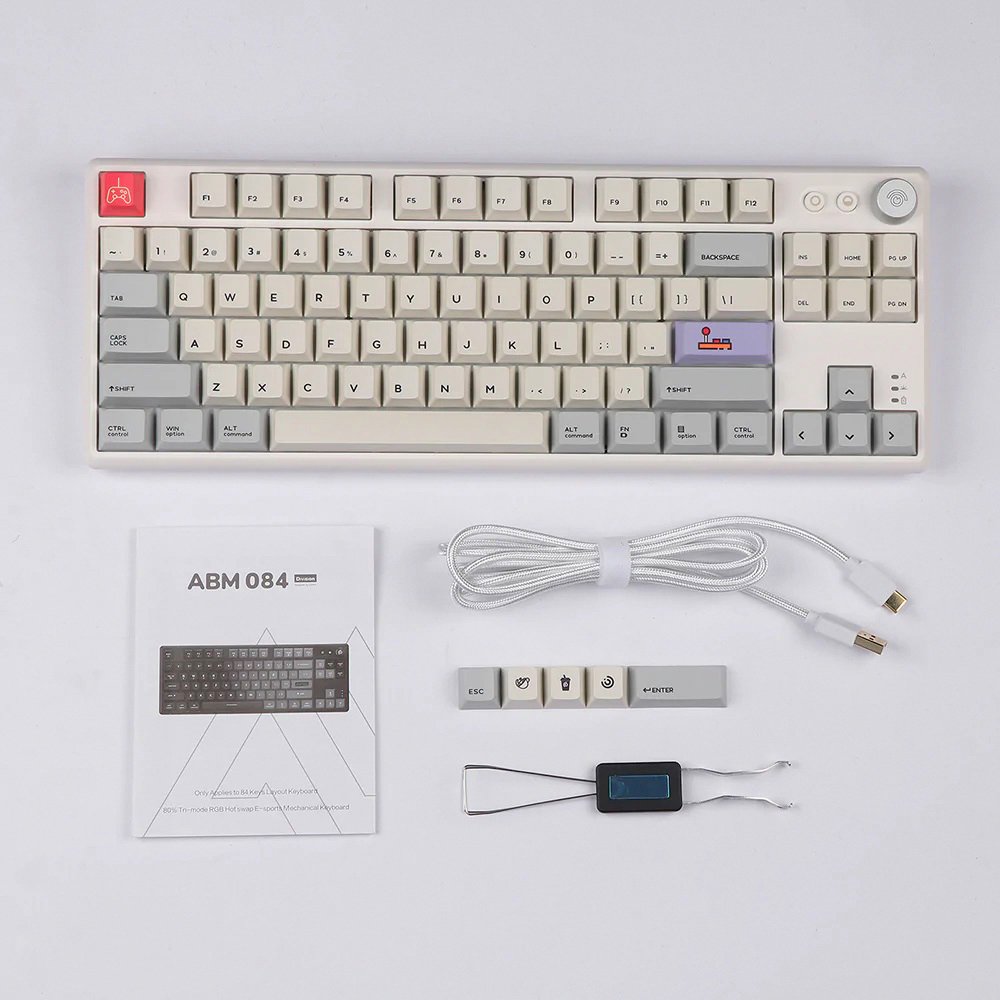 CIDOO ABM084 3 Connection RGB hotswap 80% TKL mechanical keyboard with aluminum knob