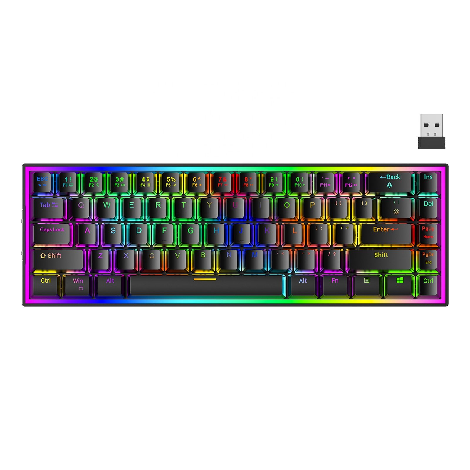 RK61 Hot Swap Red Switch Wired 65% Mechanical Gaming Keyboard Backlit 68 Keys Compact Gamer Gaming Keyboard Wireless