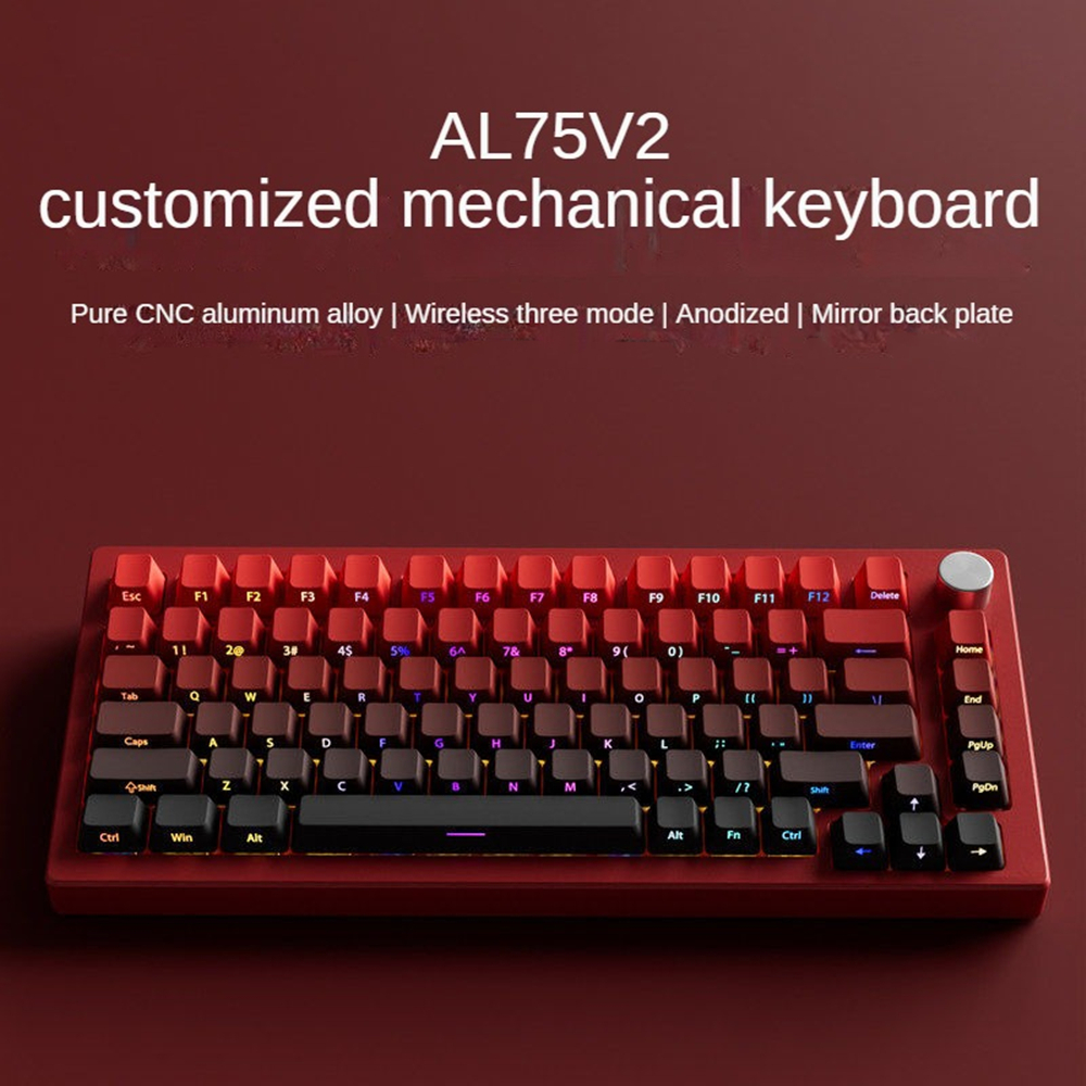 AL75V2 Aluminum Mechanical keyboard 75 RGB backlight Gaming Keyboard Shine Through 3 modes Customized full key hot swap Gaming