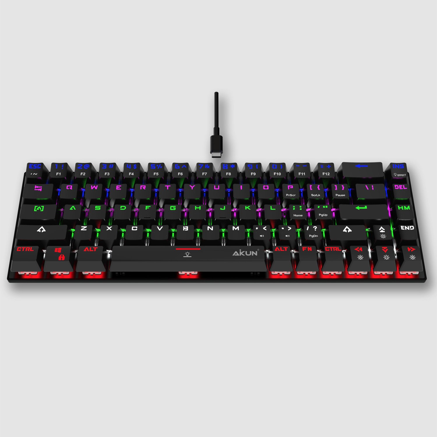 GX9680 Mini Size Mechanical Gaming Keyboard - RGB Backlight - MX Blue Switches, ABS + Iron Structure