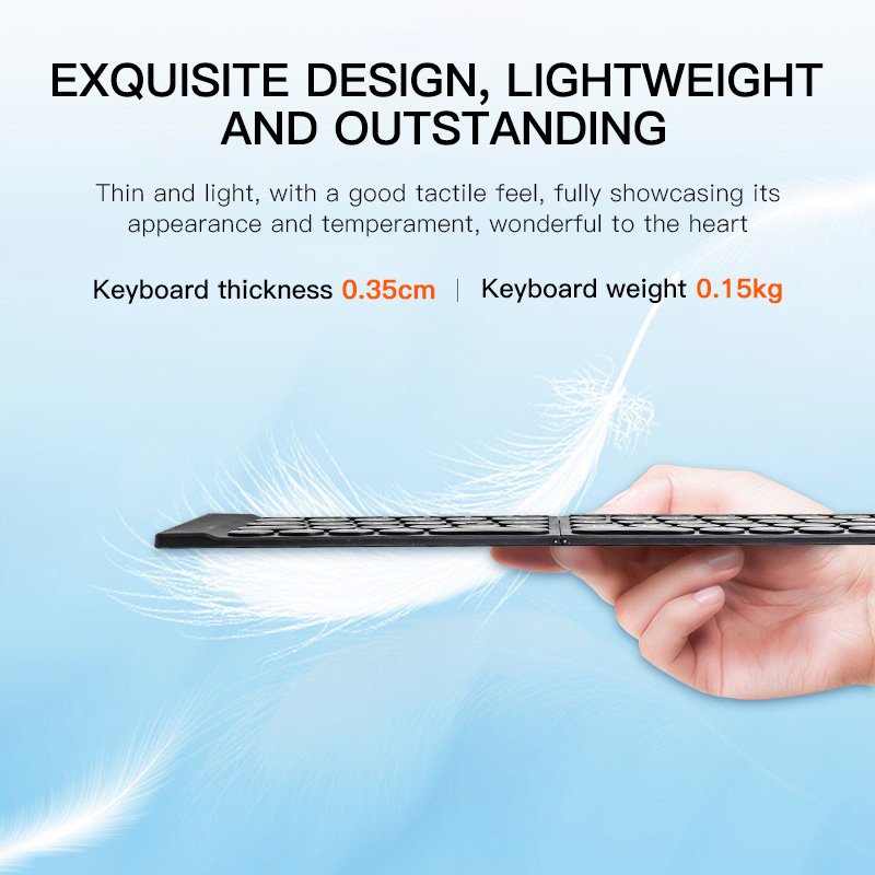 Factory launch super thin magnetic center fold keyboard portable ultralight keyboard with pu case hall switch wireless keyboard
