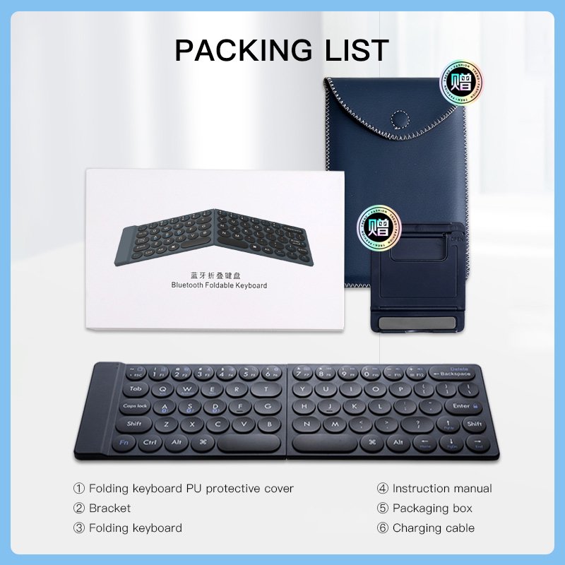 Factory launch super thin magnetic center fold keyboard portable ultralight keyboard with pu case hall switch wireless keyboard
