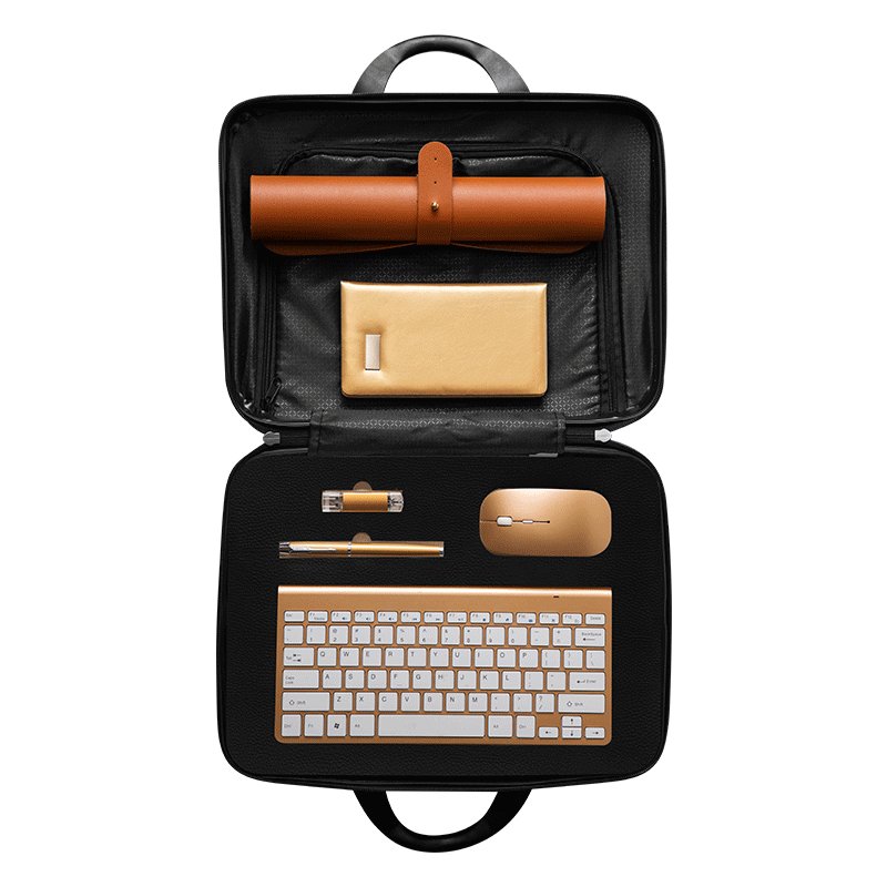Present Items Business 6 in 1 Desk pad notebook USB flash drive pen mouse keyboard Corporate Gift Set