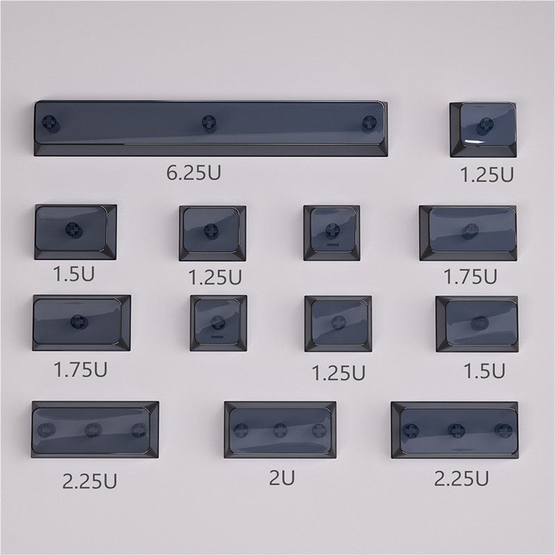 Transparent XDA Blank Keycap 1.7mm PC Material 1u/1.25u/2u/2.25u/6/25u Full Transparent Mechanical Keycap With Mx Switch