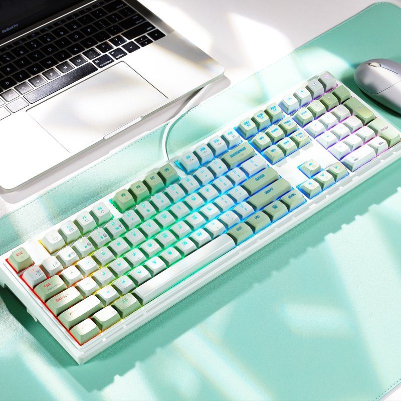 custom 108 key wireless keyboard 3-mode hot-swapping gasket structure Kaihua sky-blue BOX axis purple gaming mechanical keyboard