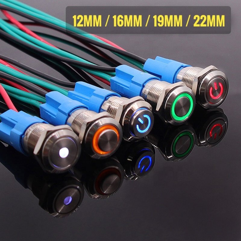 CHYF 22MM 25MM Waterproof Stainless Steel Metal Push Button Switch Custom Logo Car Boat Symbol LED Start Power Button Switch
