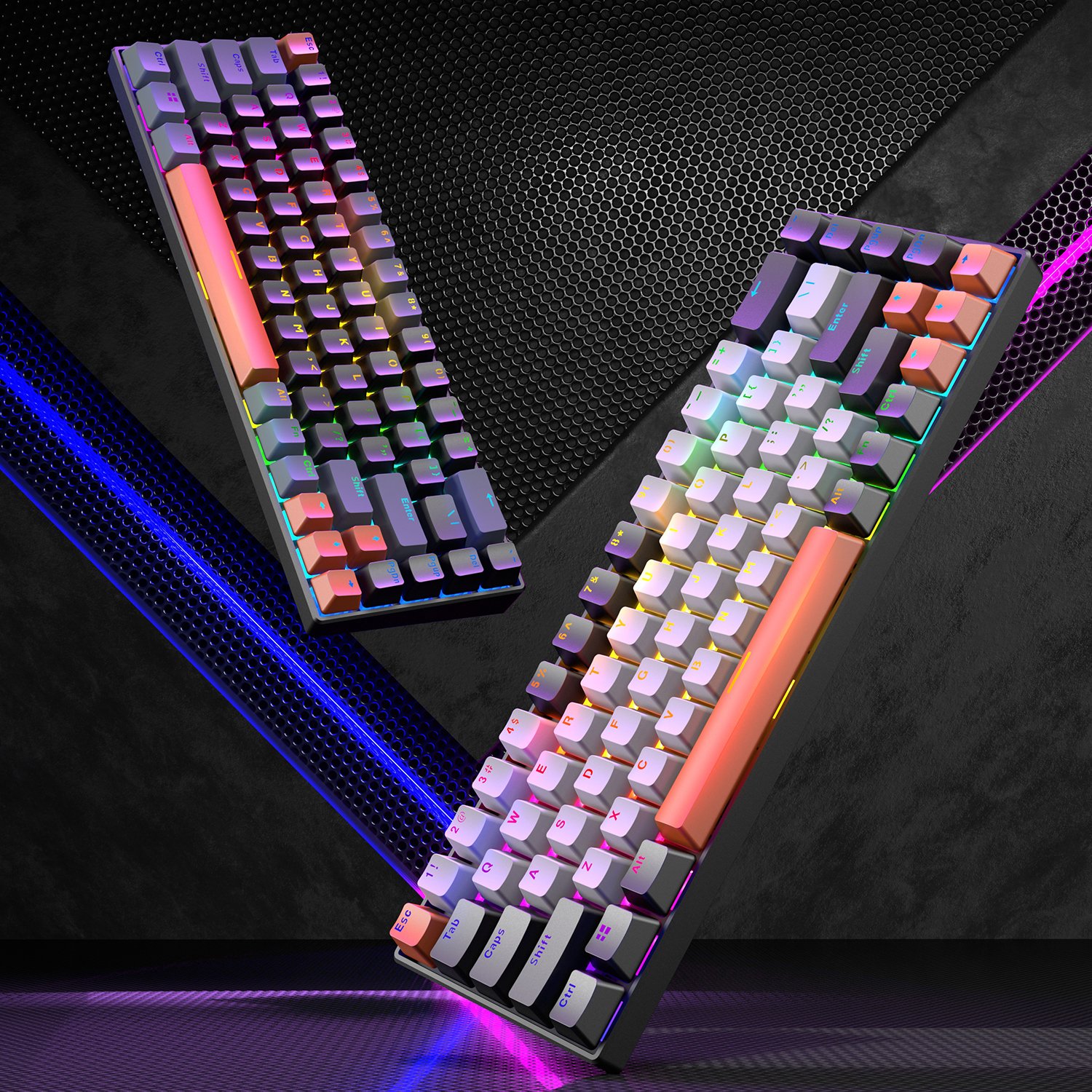SAMA Low MOQ Portable 60% Mechanical Gaming Keyboard LED Backlit Compact 68 Keys Blue Switch Mini Wired Office Keyboard