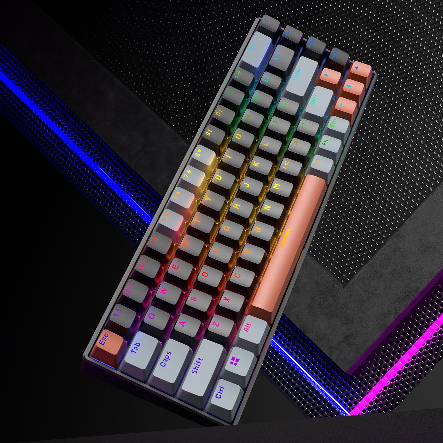 SAMA Low MOQ Portable 60% Mechanical Gaming Keyboard LED Backlit Compact 68 Keys Blue Switch Mini Wired Office Keyboard