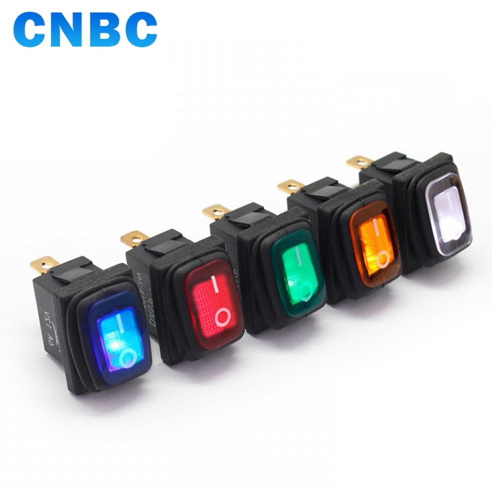 Waterproof KCD1 2 Pins 3pins ON OFF 10A 24V Illuminated Rocker Switch 250V With Led Light