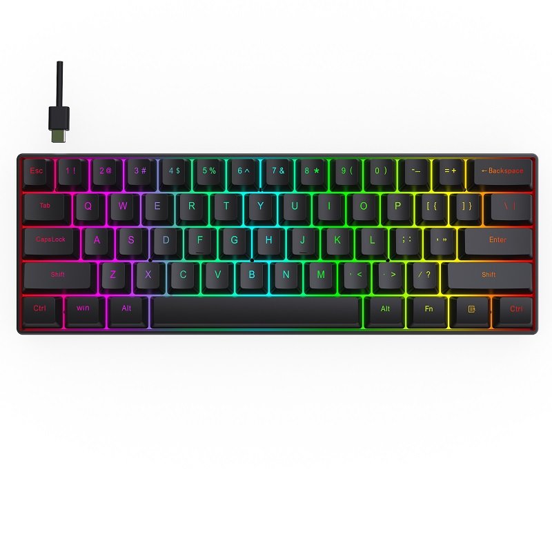 Custom RGB Backlight compact Anti-ghosting Mini 61 Keys 60% Gaming Mechanical Keyboard For Computer