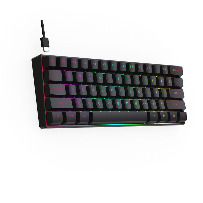 Custom RGB Backlight compact Anti-ghosting Mini 61 Keys 60% Gaming Mechanical Keyboard For Computer