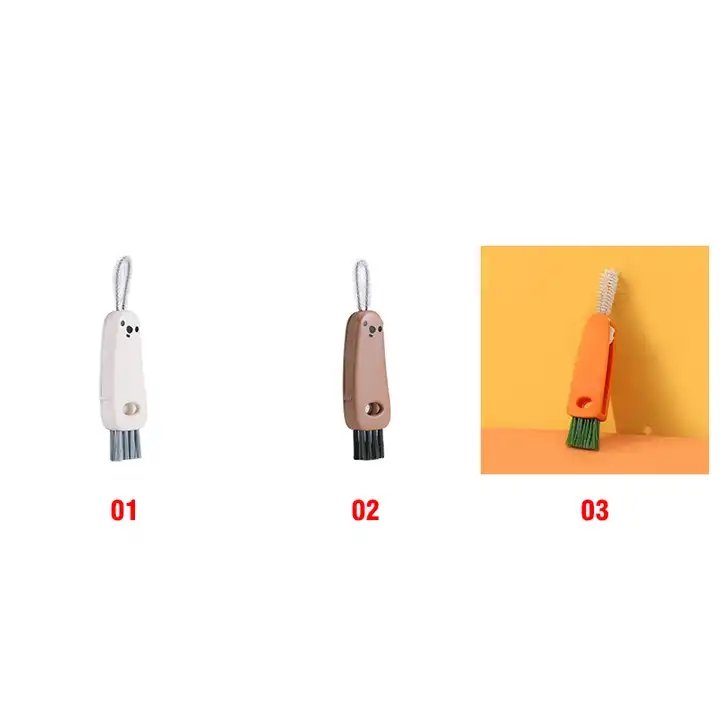 Soft And Flexible Crevice Cleaning 3 In 1 Tiny Multifunctional Feeding Bottle Detail Brush