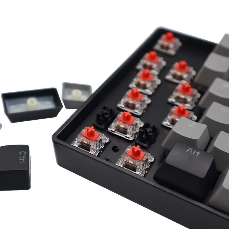 Versatile Black and Gray 87-Key Mechanical Keyboard Hot-Swappable with Bluetooth and Wired Options support customization