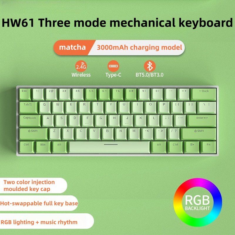 Custom 60 Percent Laptop Wireless Computer Keyboard Optical Switch Rgb Light Rechargeable Wireless Gaming Mechanical Keyboard