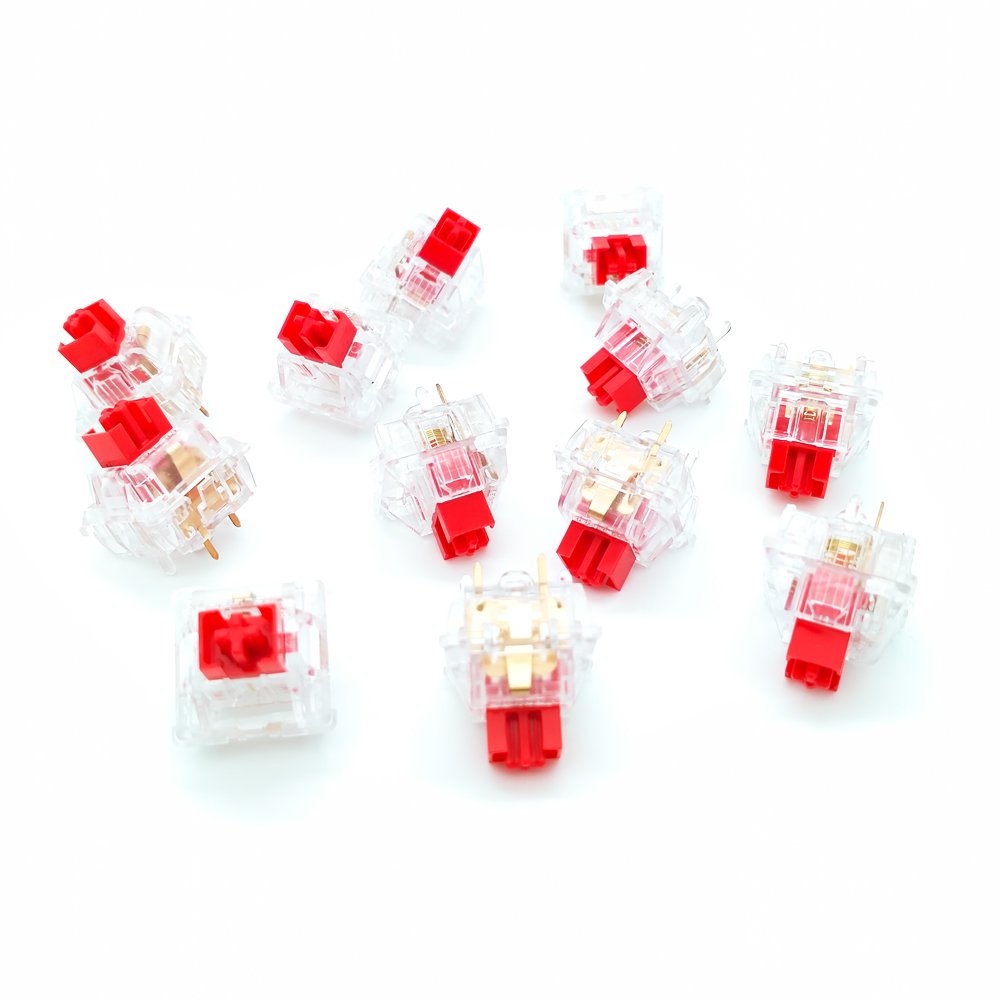 Tecsee Flame Stem Switches Clear PC Housing POM Linear Stem Double Gold Spring 63.5g Mechanical Gaming Keyboard Switch