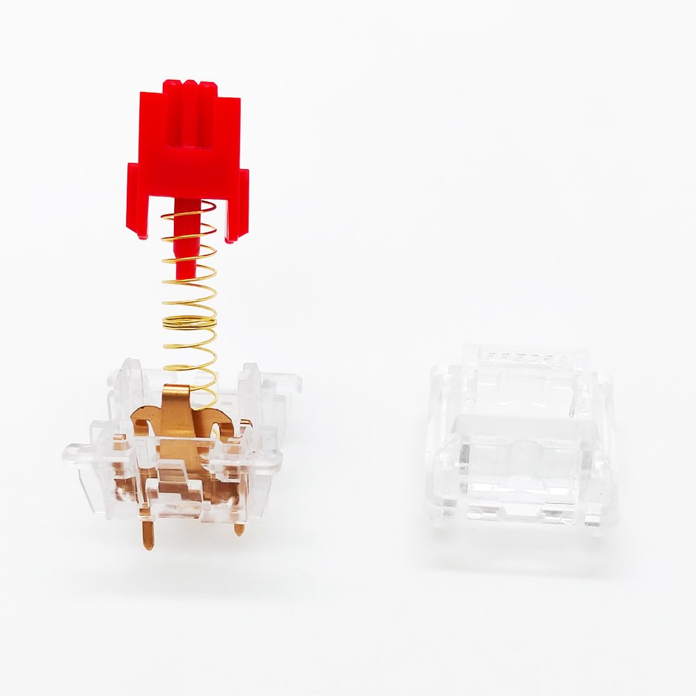 Tecsee Flame Stem Switches Clear PC Housing POM Linear Stem Double Gold Spring 63.5g Mechanical Gaming Keyboard Switch