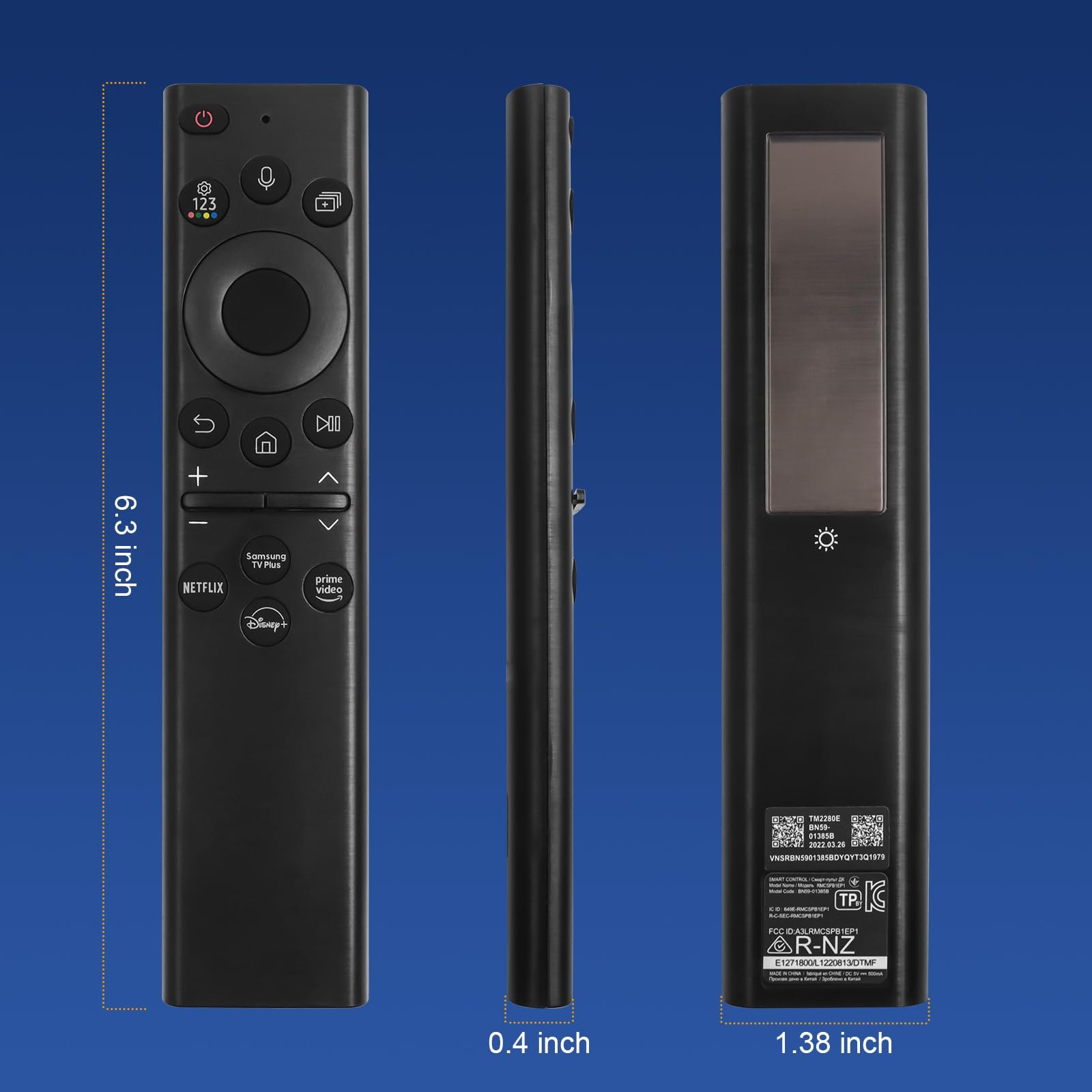 BN59-01385A Voice Replacement Remote Control for Smart Tvs Rechargeable Solar Cell and USB Type-C