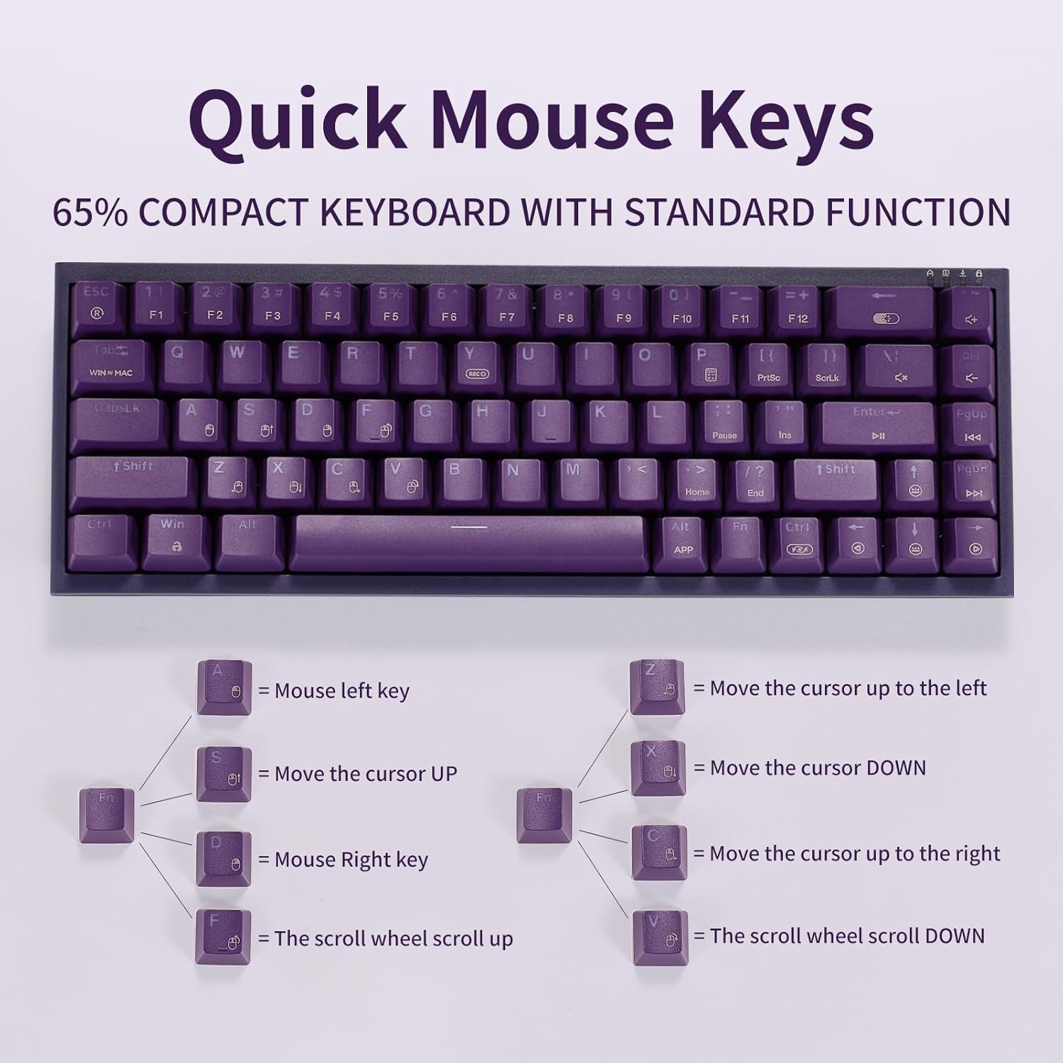 Cheap 68 key RGB backlit ergonomic design usb type C connected keyboard gaming computer mechanical keyboard for laptop