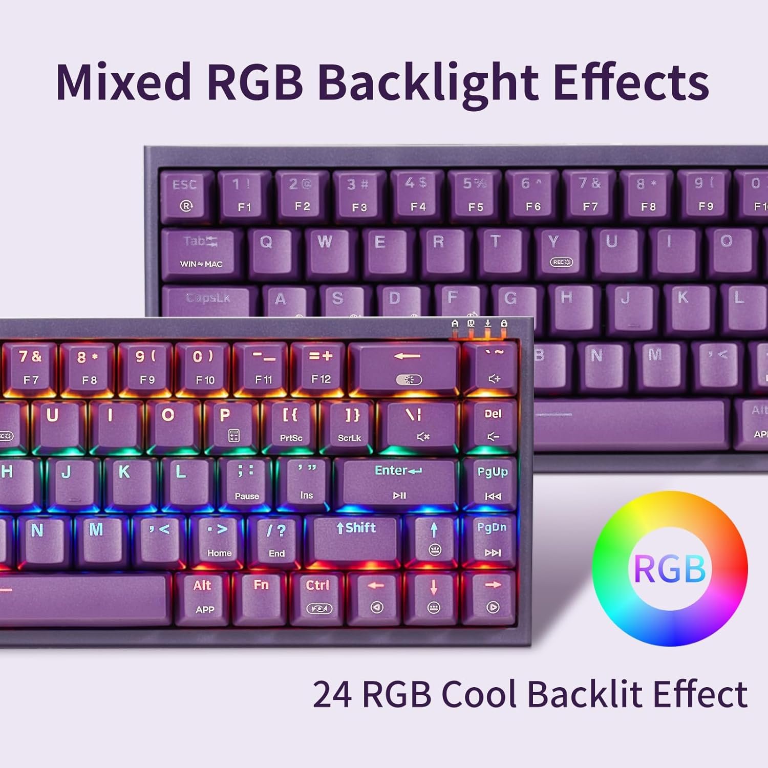 Cheap 68 key RGB backlit ergonomic design usb type C connected keyboard gaming computer mechanical keyboard for laptop