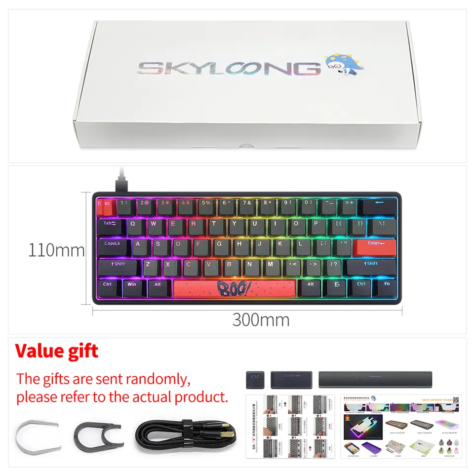 Skyloong China Wholesale Mechanical Keyboard With Switches Gateron Keyboard Super Gaming 60 Percent Mechanical Keyboard