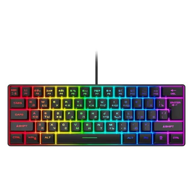 K401 Russian Wired 61keys RGB TKL Mechanical feel Membrane 60 Percent Keyboard Gaming Keyboard
