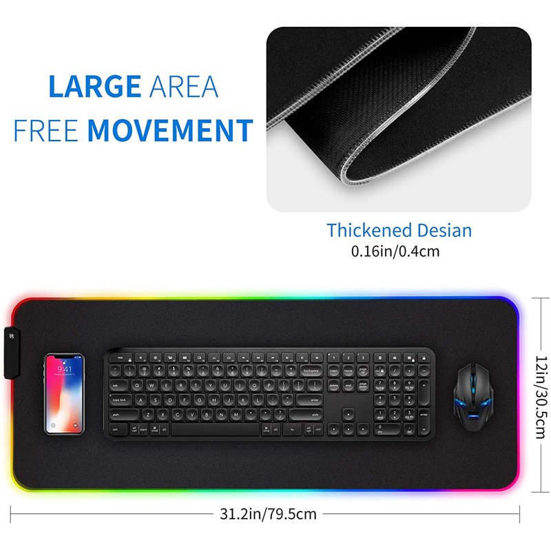 Hot Selling Wholesale Custom Size Big Xl Led Design Blank Waterproof Rgb Game Mousepad Gaming Mouse Pad With Led