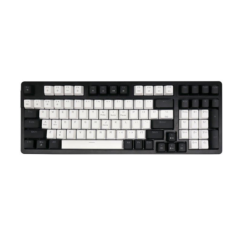 Black and White 98 Keys Mechanical Keyboard Hot Swap Single Light Wired Gaming Keyboard For Office
