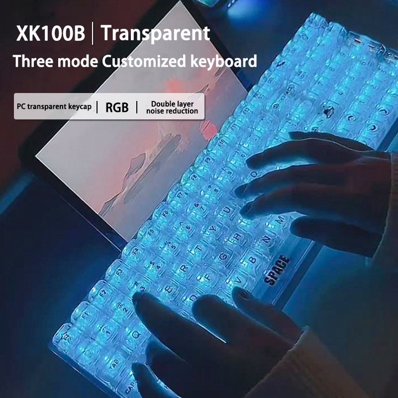 XK100B Gaming Keyboards 100 Keys Full Size Mechanical Keyboard Wired 26 RGB Backlit with Switch Gamer Keyboards for Windows