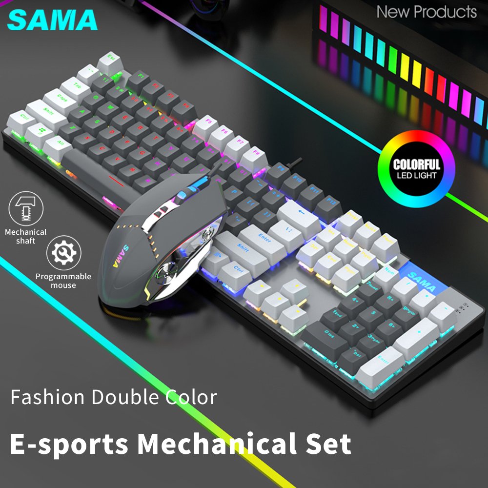 SAMA Ergonomic Wired Led Desktop PC Computer Keyboard And Mouse Set Gaming Mechanical Keyboard Mouse Combos