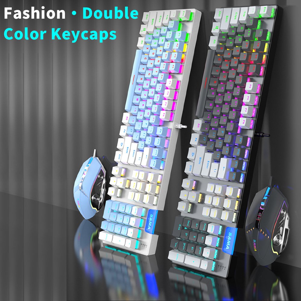 SAMA Ergonomic Wired Led Desktop PC Computer Keyboard And Mouse Set Gaming Mechanical Keyboard Mouse Combos
