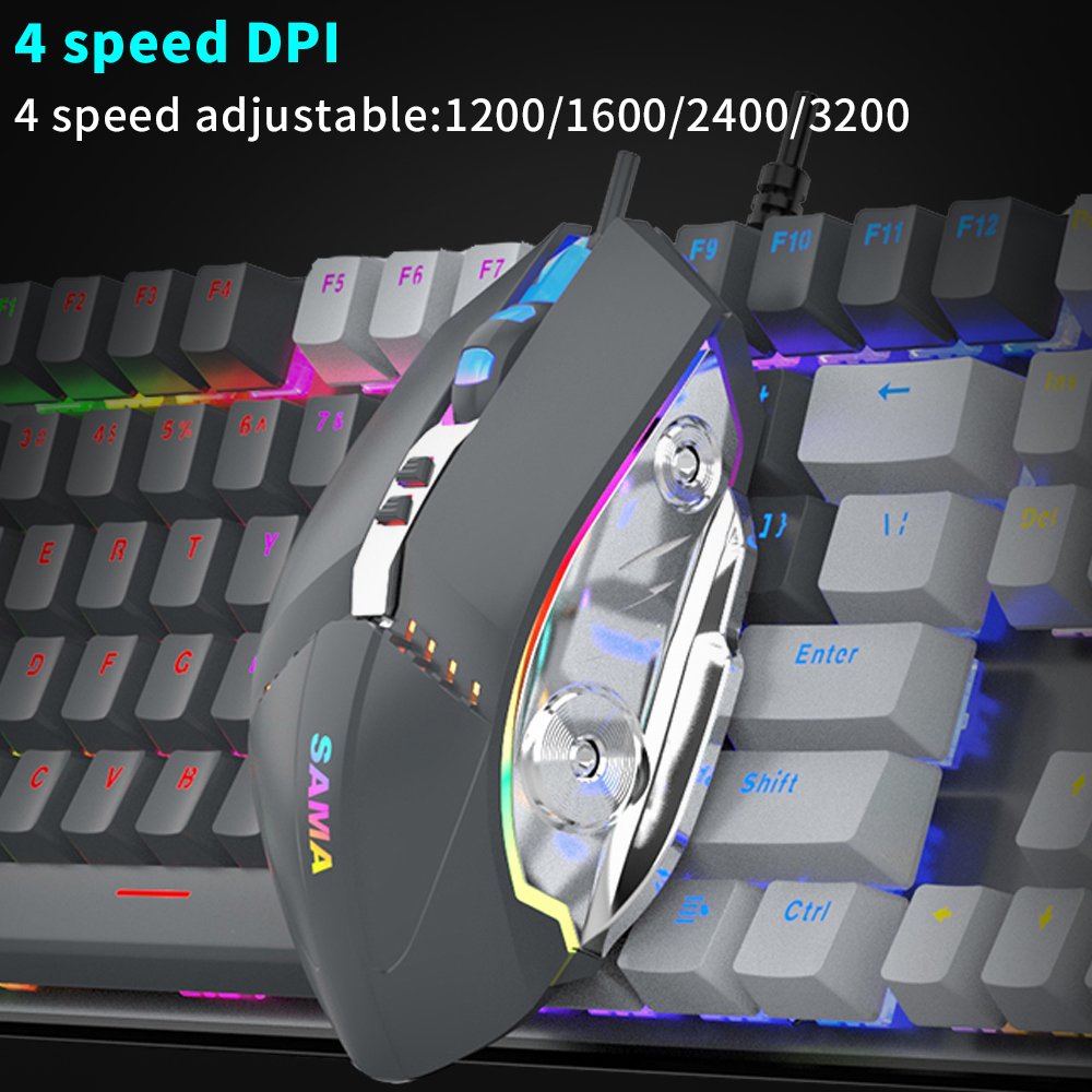 SAMA Ergonomic Wired Led Desktop PC Computer Keyboard And Mouse Set Gaming Mechanical Keyboard Mouse Combos