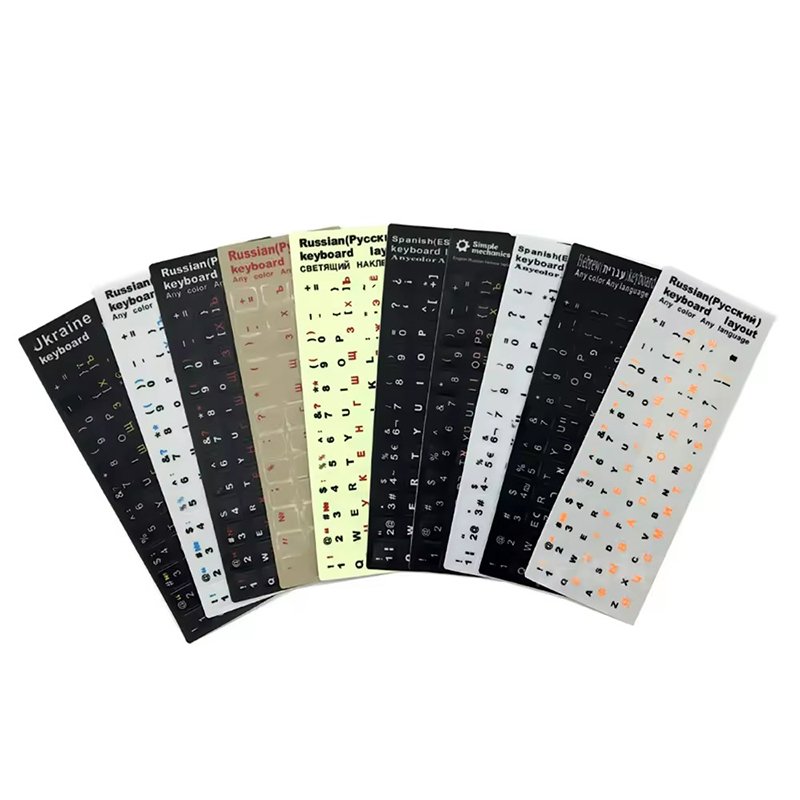 Wholesale Matte PVC French Keyboard Decal Sticker For Computer Desktop Laptop Keyboard stickers Arabic russian 3 in 1 Anime