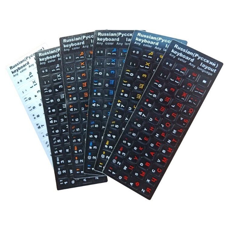 Wholesale Matte PVC French Keyboard Decal Sticker For Computer Desktop Laptop Keyboard stickers Arabic russian 3 in 1 Anime