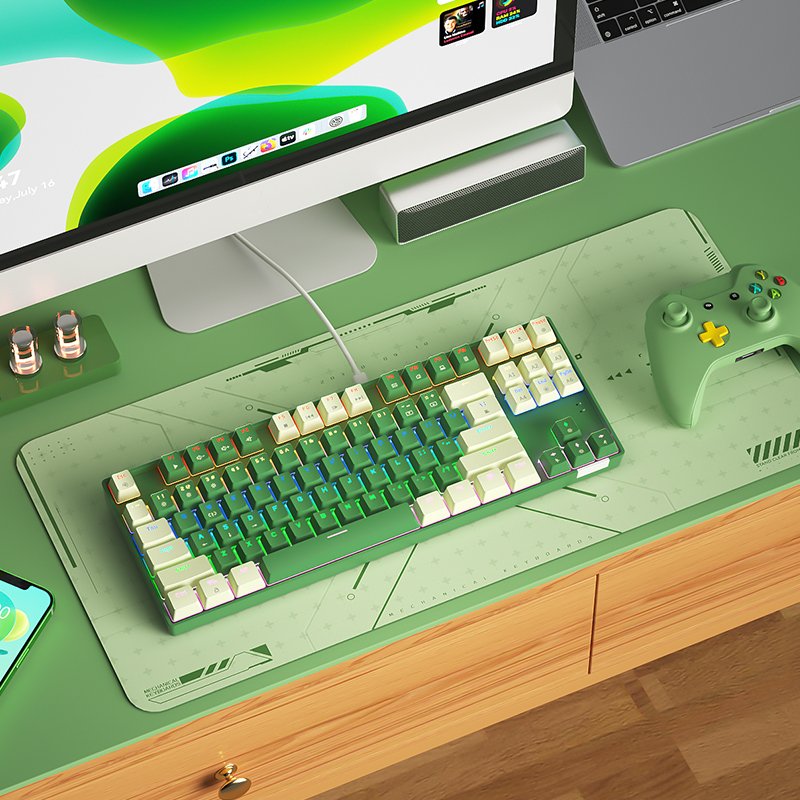 BOW New Arrival hot swap ergonomic ABS keycaps USB type-c wired gaming mechanical keyboard for computer laptop