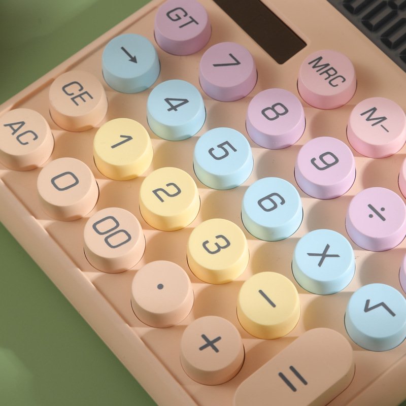 Large Buttons LCD Display Colorful Mechanical Keyboard Calculator Wholesale Customization 12 Digit Battery Plastic Color Box