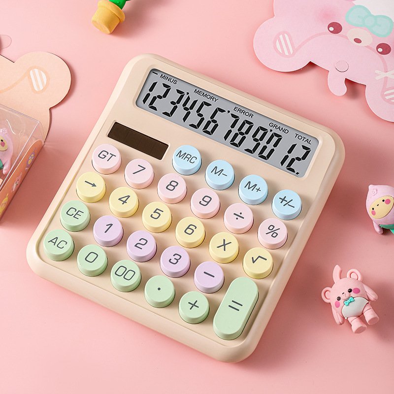 Large Buttons LCD Display Colorful Mechanical Keyboard Calculator Wholesale Customization 12 Digit Battery Plastic Color Box