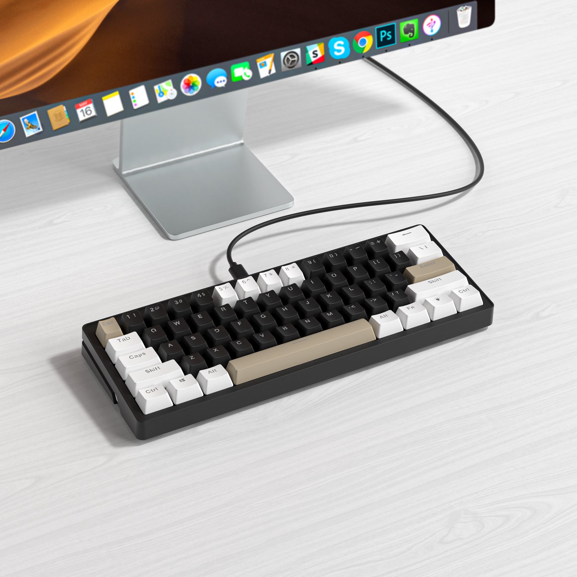Mini USB Wired Custom 61 Keys RGB LED Backlit teclado 60% Gaming Mechanical Keyboard spanish Mute Switch Gamer for Mac tablet pc
