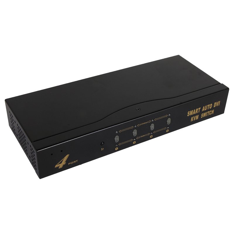 VCOM 4 Ports DVI-I KVM Switch 4K 30Hz IR Remote Control Keyboard Mouse Video Audio USB DVI Monitor Box