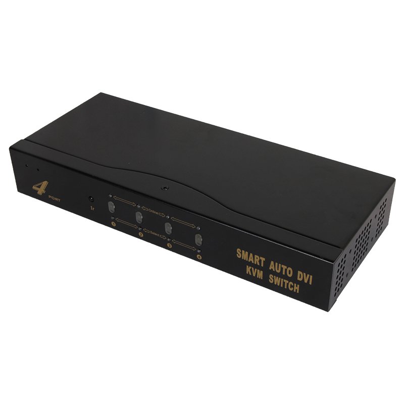 VCOM 4 Ports DVI-I KVM Switch 4K 30Hz IR Remote Control Keyboard Mouse Video Audio USB DVI Monitor Box