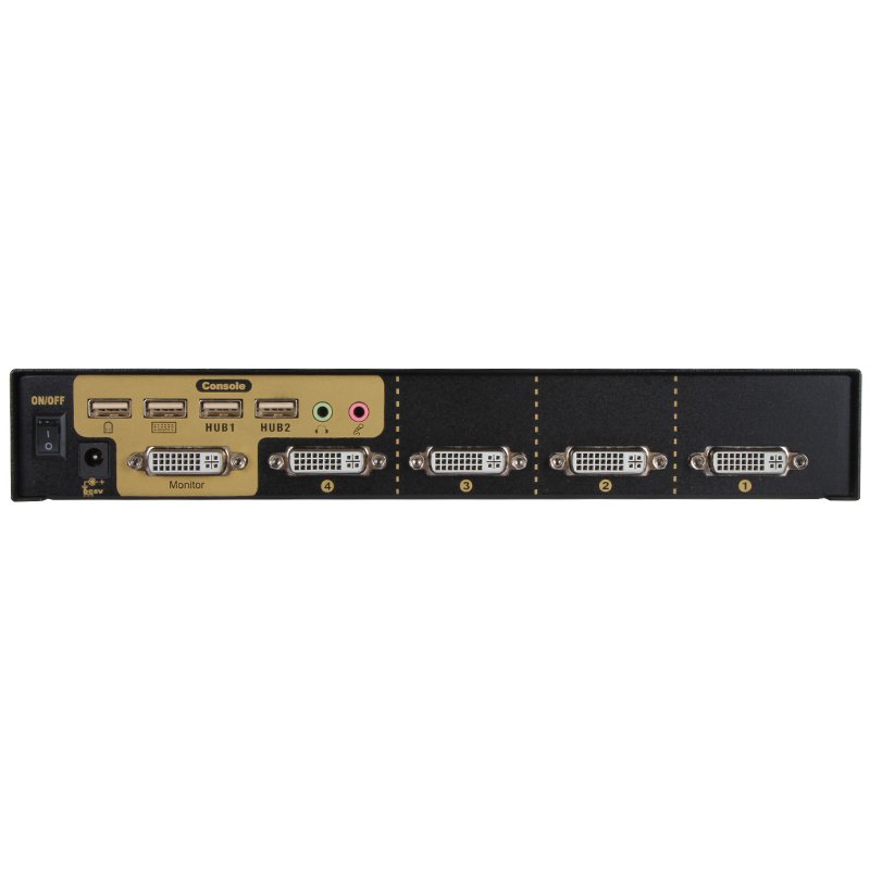 VCOM 4 Ports DVI-I KVM Switch 4K 30Hz IR Remote Control Keyboard Mouse Video Audio USB DVI Monitor Box